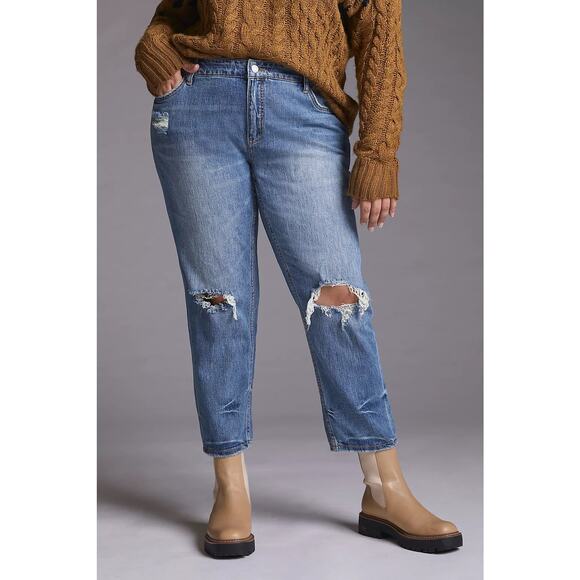 Anthropologie Pilcro The Heritage Boyfriend Jeans Size 28 Mid Rise Crop Distress - Picture 2 of 14